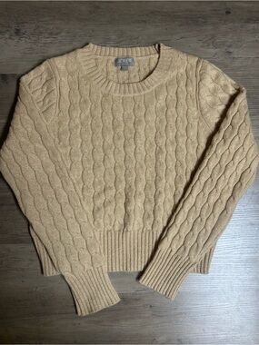 J. Crew Women’s Cashmere Cable-Knit Sweater in Camel with Gold Shimmer